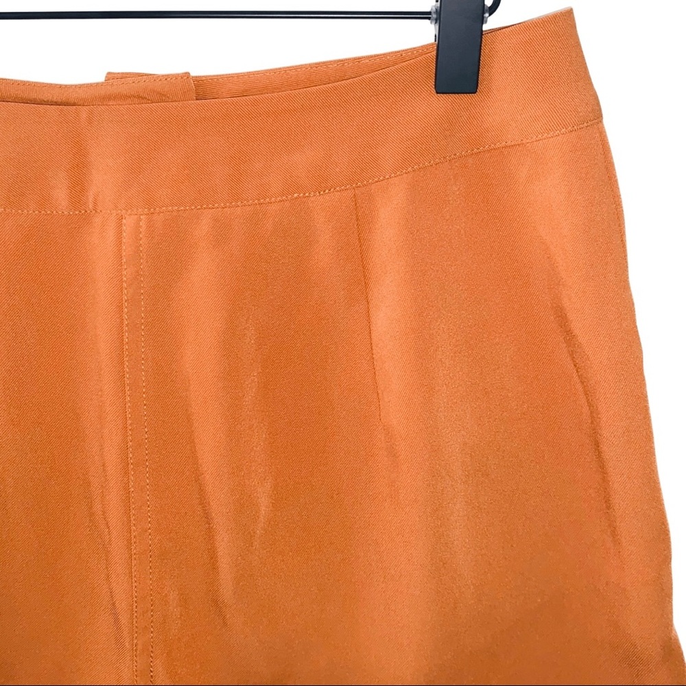Tularosa Tate Shorts in Rust Burnt Orange High Waist Button Front Silky Shorts - Picture 7 of 15